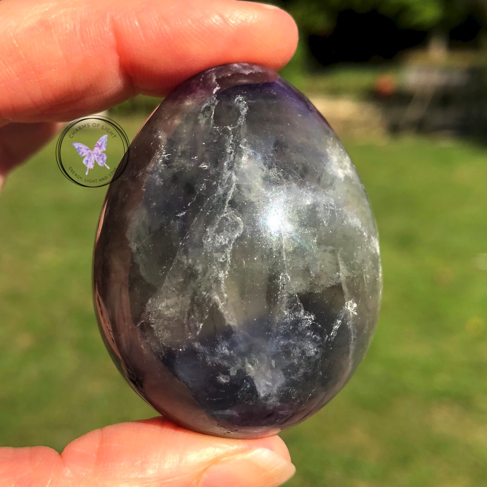 Purple Grey Fluorite Egg